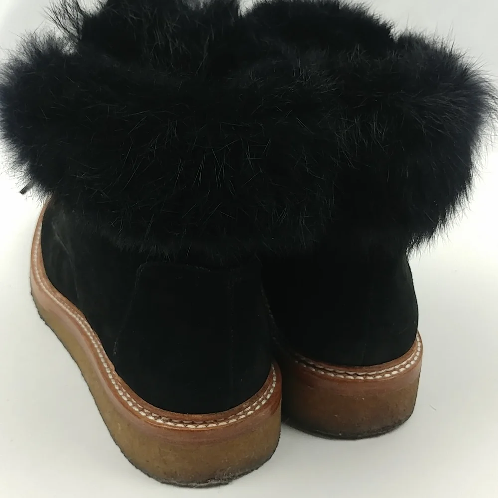 Botkier Black Suede Fur Winter Boots - Picture 4 of 9